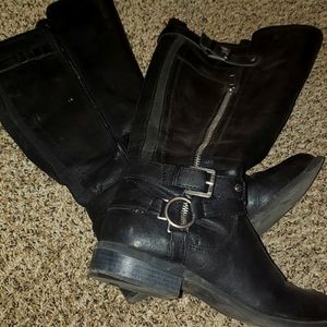 Black wide calf boots